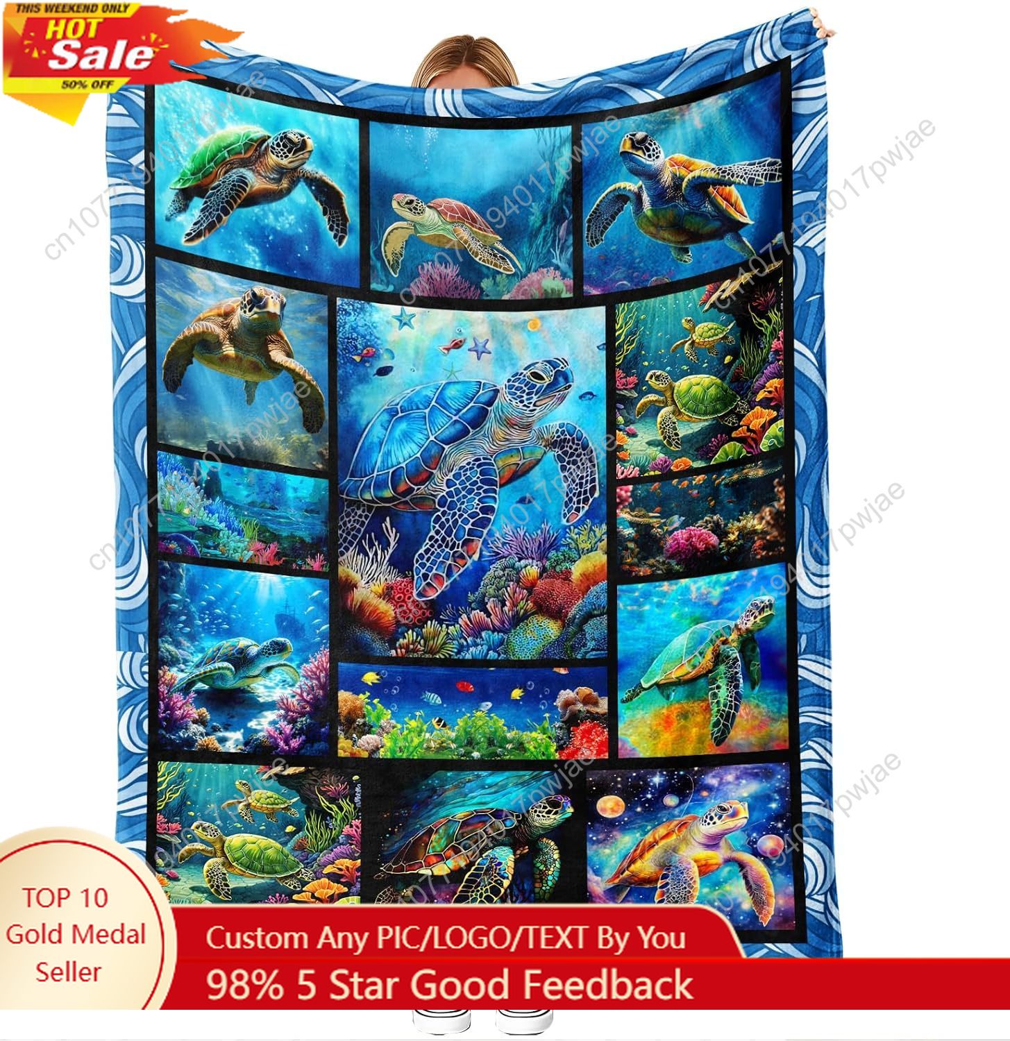Home Textiles Blanket - السلاحف البحرية الفانيلا رمي بطانية لينة