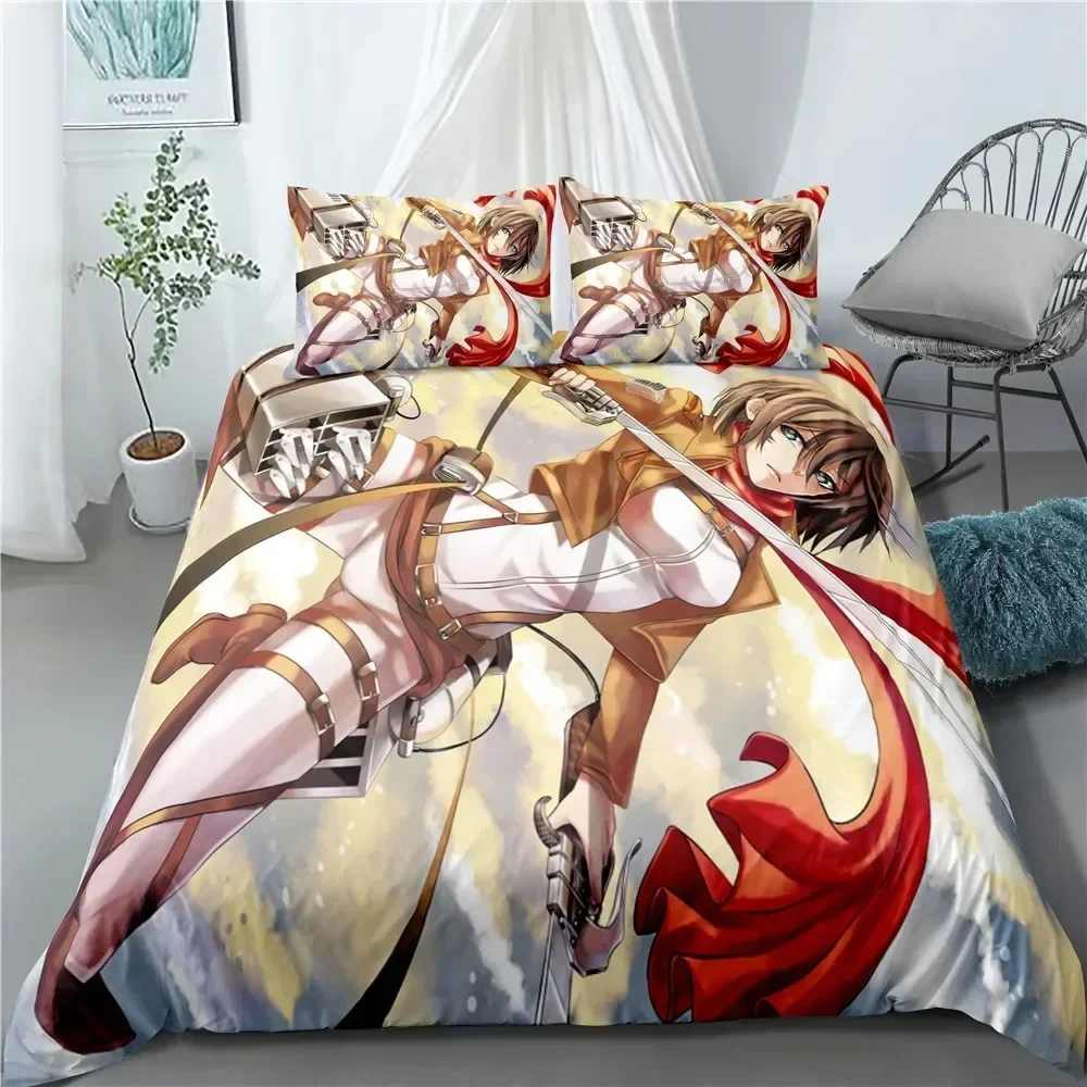 Home Textiles Classic Fashion - طقم مفروشات سرير أنيمي أتاك أون