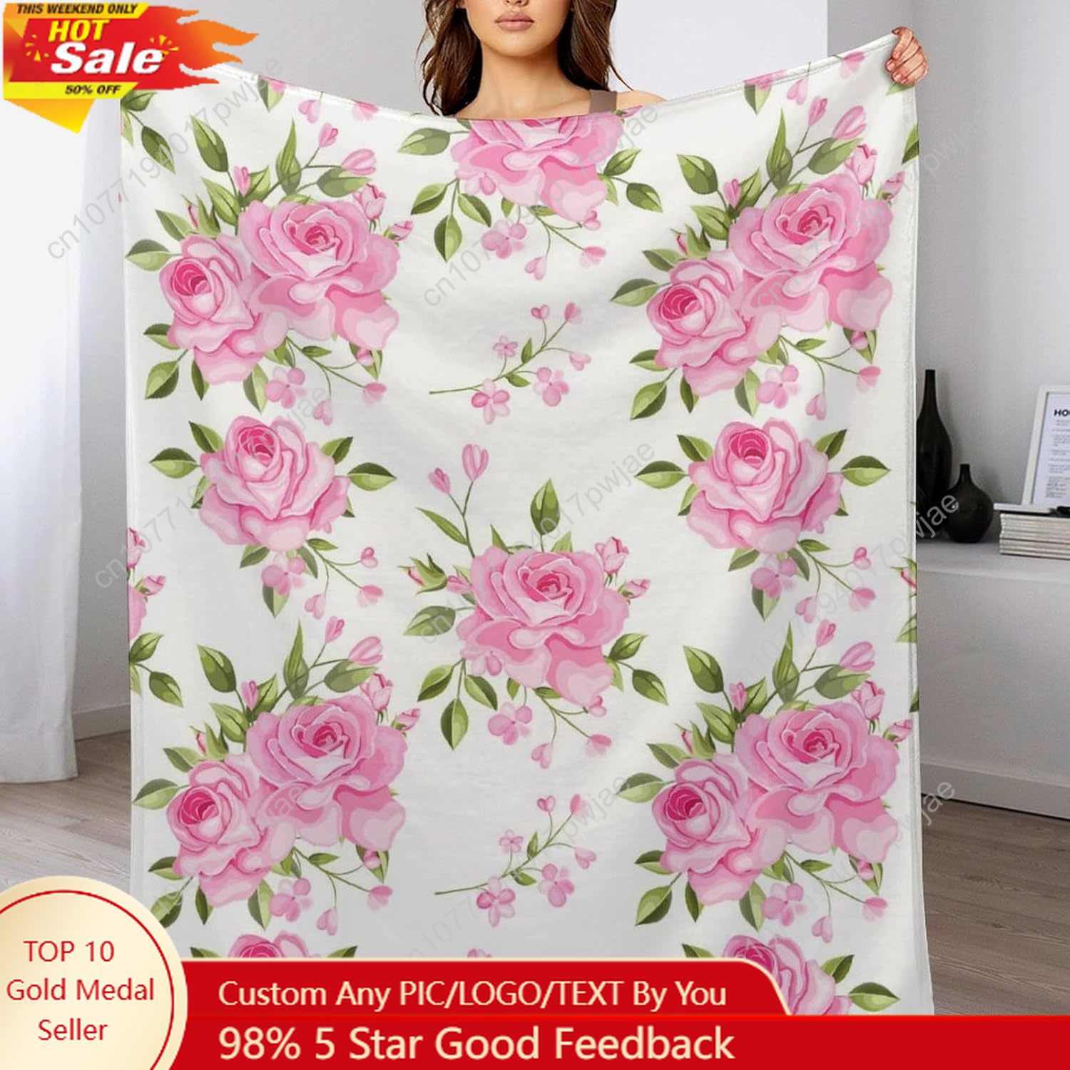 Home Textiles Blanket - الوردي زهرة رمي بطانية الأزهار ديكور