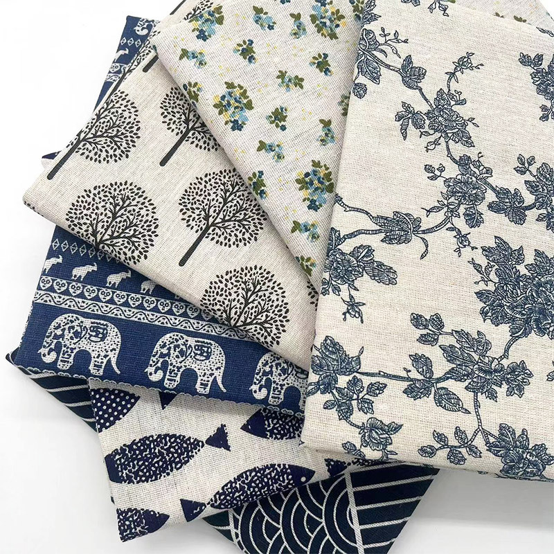 Textiles For Home - قماش قطني كتان بنقشة زهور بوهيمية