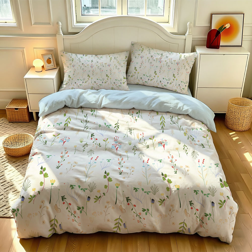 Home Textiles Bedding - طقم غطاء لحاف بتصميم بسيط مع