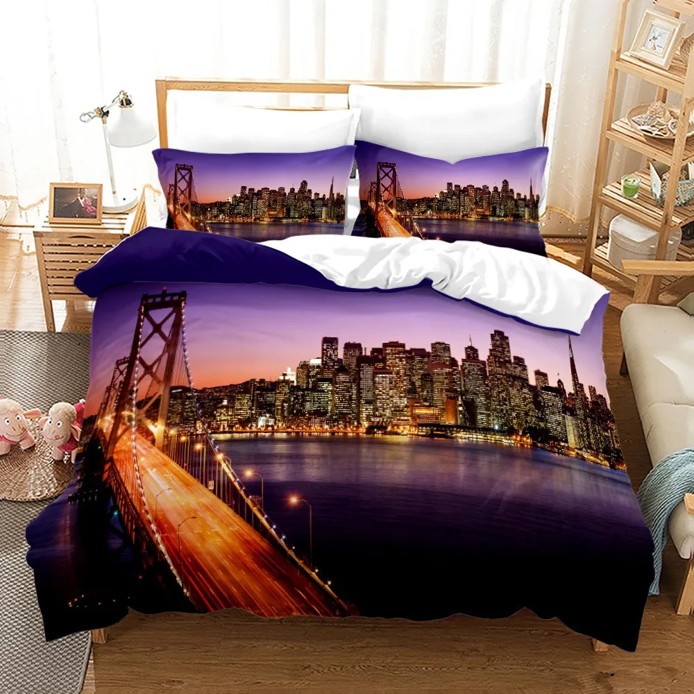 Home Textiles New York - مدينة نيويورك للرؤية الليلية طقم سرير