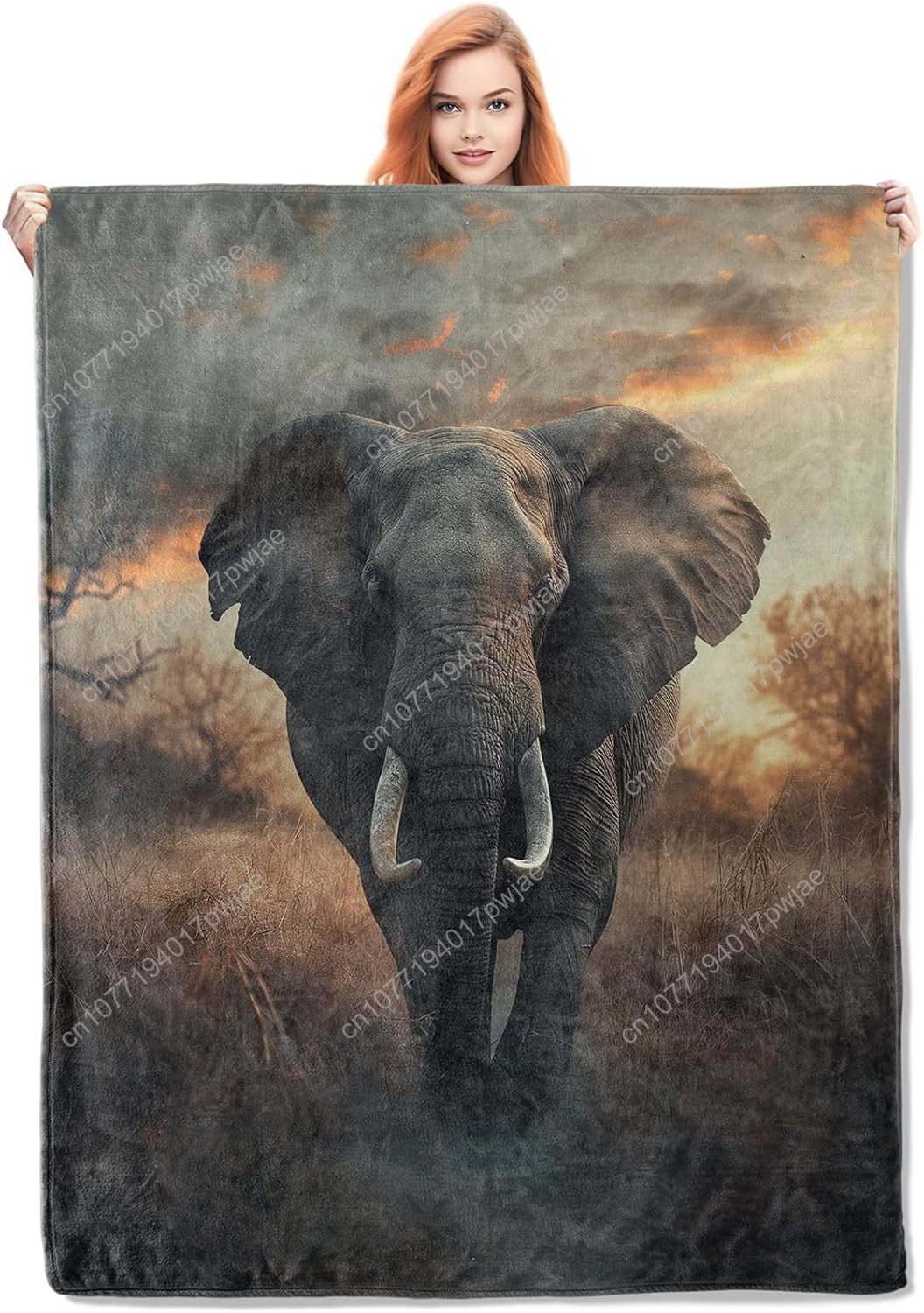 Home Textiles Blanket - بطانية صوف الفيل، مشهد الحياة البرية