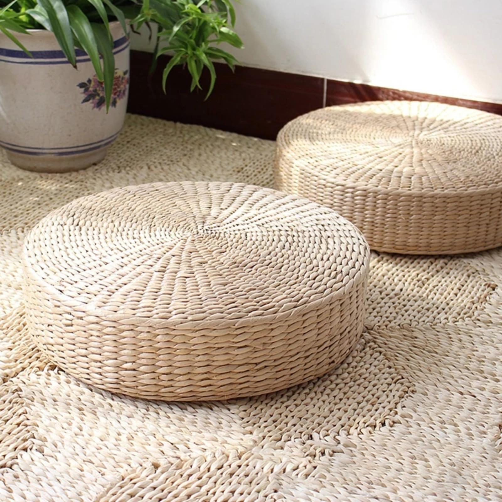 القش الطبيعي وسادة مستديرة الي - مراجعة Japanese Home Textiles وسعره
