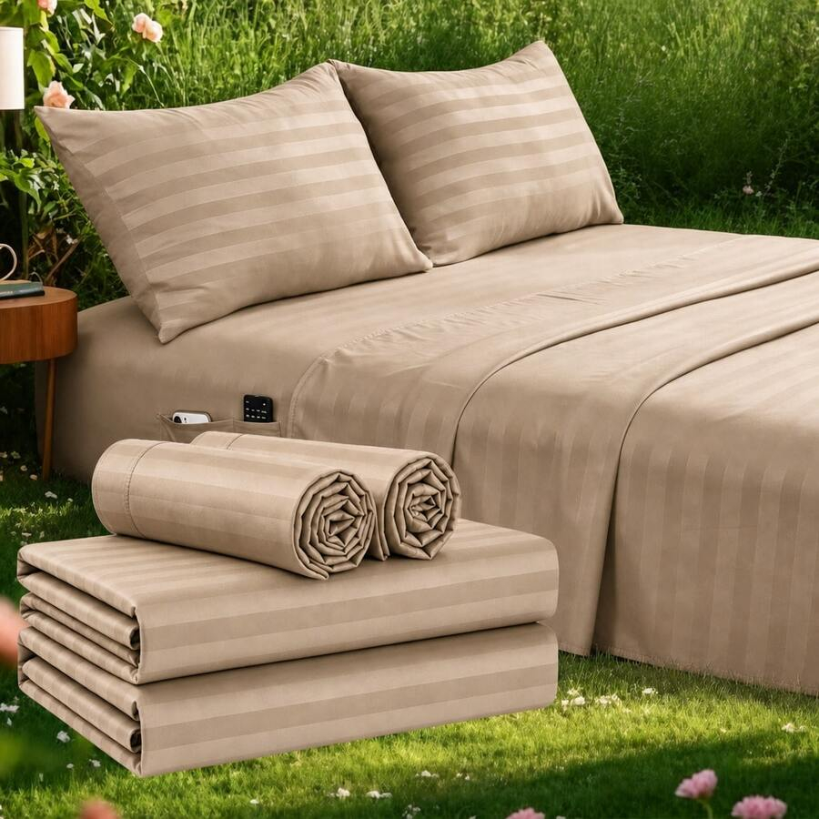 مجموعة أغطية سرير مخططة للتبري - مراجعة Fitted Sheet Deep وسعره