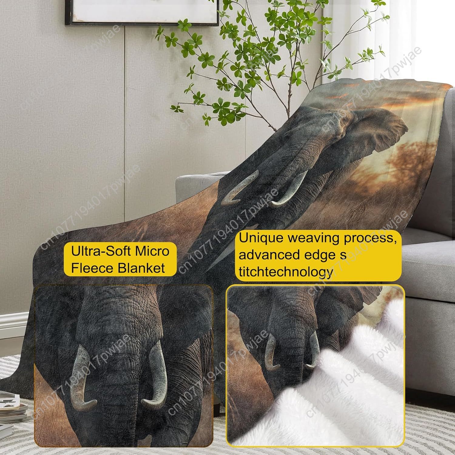 بطانية صوف الفيل، مشهد الحياة  - مراجعة Home Textiles Blanket وسعره