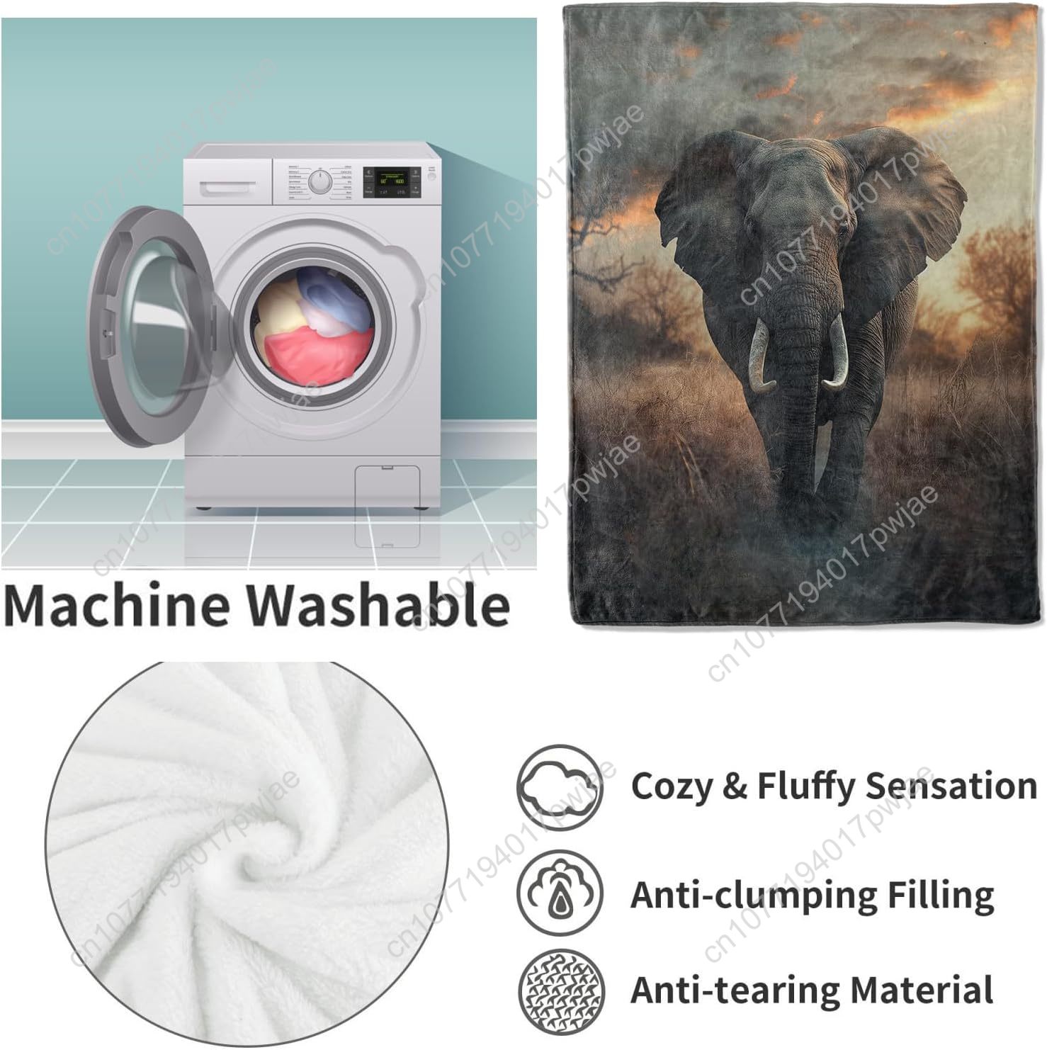 بطانية صوف الفيل، مشهد الحياة  - مراجعة Home Textiles Blanket وسعره