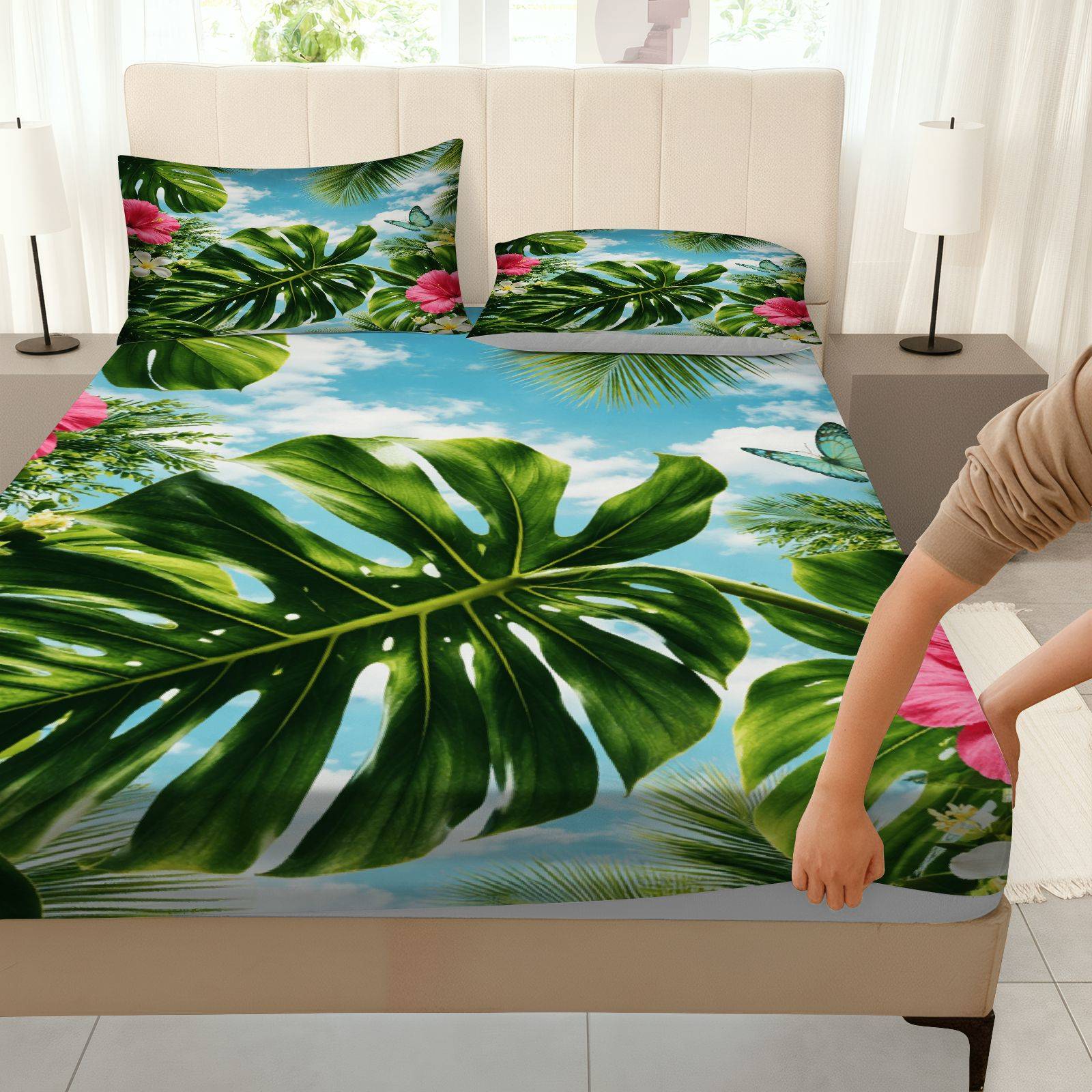 طقم ملاءات سرير بنقشة الكركديه - مراجعة Fitted Sheet Deep وسعره