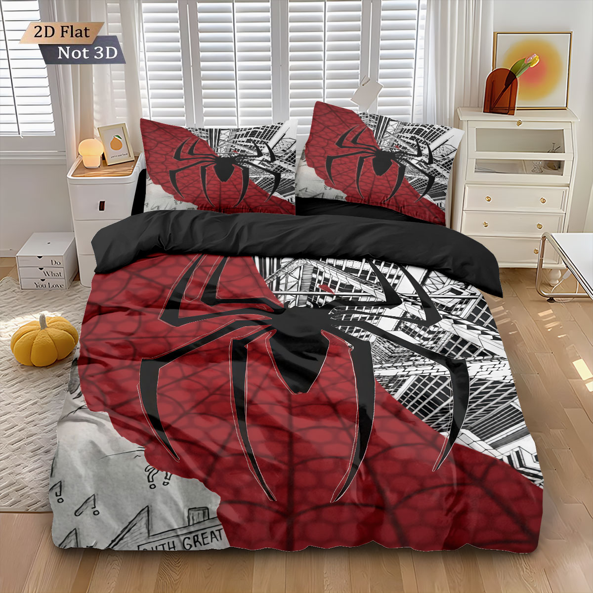 طقم لحاف مطبوع عليه عنكبوت أسو - مراجعة Home Textiles Bedding وسعره